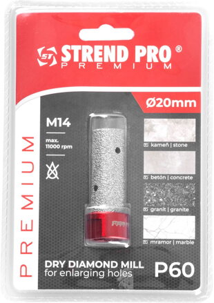 Fréza Strend Pro DM618, M14, 20 mm, G60, diamant, na zväčšovanie dier k vyrezávacím korunkám, professional
