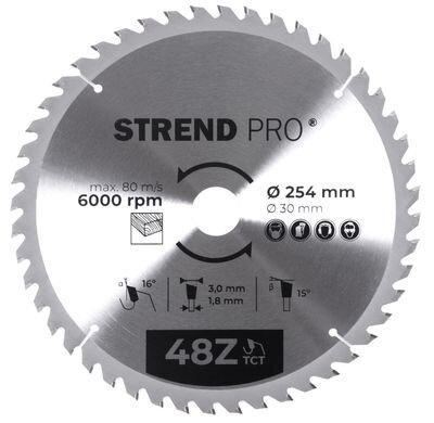Kotúč Strend Pro TCT 254x3.0x30/20 mm 48T, na drevo, pílový, SK plátkami