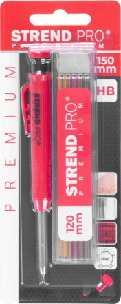 Ceruzka Strend Pro Premium, so sponou, oceľová špička, tesárska, značkovač so strúhadlom, so 6 tuhami, set