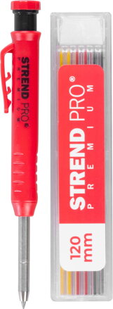 Ceruzka Strend Pro Premium, so sponou, oceľová špička, tesárska, značkovač so strúhadlom, so 6 tuhami, set