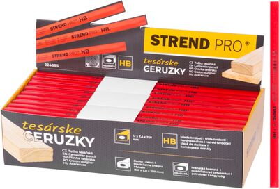 Ceruzka Strend Pro, tesárska, 250 mm, čierna tuha, hranatá, sellbox 72 ks
