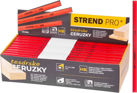 Ceruzka Strend Pro, tesárska, 250 mm, čierna tuha, hranatá, sellbox 72 ks