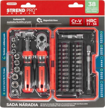 Sada skrutkovačov Strend Pro Premium, 38 dielna, torx + ploché + Phillips