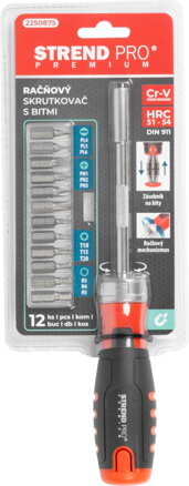 Skrutkovač Strend Pro Premium, sada, s 12 bitmi, torx + ploché + Philips