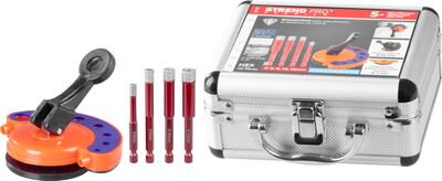 Sada vyrezávačov Strend Pro Premium, 6-8-10-12 mm, 1/4" Hex, diamant, korunky, professional, so šablónou na vŕtanie otvorov