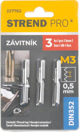 Závitník Strend Pro, M3, 0,5 mm, DIN352, bal. 3 ks