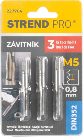 Závitník Strend Pro, M5, 0,8 mm, DIN352, bal. 3 ks