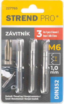 Závitník Strend Pro, M6, 1 mm, DIN352, bal. 3 ks