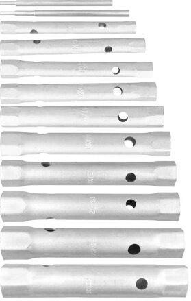 Kľúč Strend Pro, 6x7-30x32 mm, trúbkový, obojstranný, Zn, set 12 ks