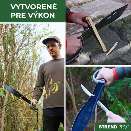 Mačeta Strend Pro Tactical, s puzdrom, s pílkou, s ochranou ruky, čierna, 61 cm