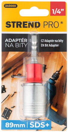 Adaptér Strend Pro,  1/4", SDS+, 89 mm, hex