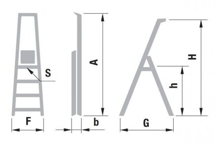 Schodky ALVE 1945, 5 stupienkové, h-980, s poličkou