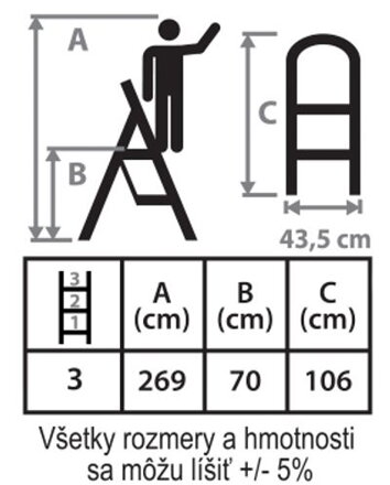 Schodíky Strend Pro LFD110 3 stupienkové, oceľové, EN14183, nosn. 150 kg Schodíky Strend Pro LFD110 3 stupienkové, oceľové, EN14183, nosn. 150 kg