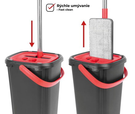 Mop QuickShine MagicHome, plochý, s 8 lit. žmýkacím vedrom