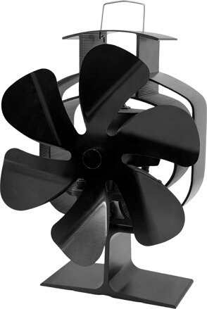 Ventilátor Strend Pro, krbový, stojanový, poháňaný teplom, 6-lopatkový, čierny, funkcia oscilácie