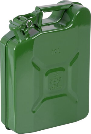 Kanister JerryCan LD10, 10 lit., kovový, na PHM, zelený Kanister JerryCan LD10, 10 lit., kovový, na PHM, zelený