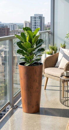 Kvetináč TUBUS Slim Corten 400x762 mm, medený, vložka