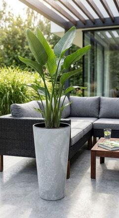 Kvetináč TUBUS Slim Beton 400x762 mm, vzhľad betón, vložka