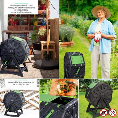 Kompostér Strend Pro Garden, bubnový, 70 lit., čierny, 55,5x36x72 cm Kompostér Strend Pro Garden, bubnový, 70 lit., čierny, 55,5x36x72 cm