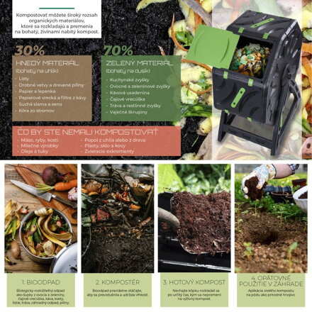 Kompostér Strend Pro Garden, bubnový, 70 lit., čierny, 55,5x36x72 cm Kompostér Strend Pro Garden, bubnový, 70 lit., čierny, 55,5x36x72 cm