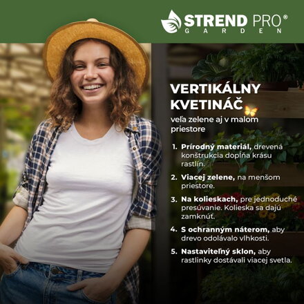 Kvetináč vertikálny Strend Pro, záhon, 4-poschodový, s kolieskami, 85x45x147 cm