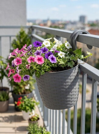 Závesný kvetináč Strend pro, PP, 26x18x24,5 cm, farba sivá