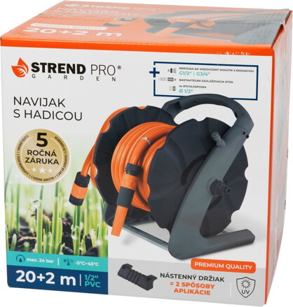 Navíjač Strend Pro Premium, so záhradnou hadicou 1/2", L-20+2 m Navíjač Strend Pro Premium, so záhradnou hadicou 1/2", L-20+2 m