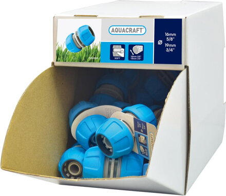 AQUACRAFT® 552095, Display box, 35 ks, Spojka SoftTouch 5/8"-3/4"