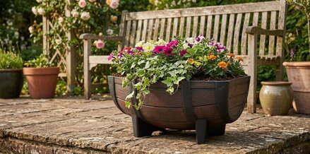 Kvetinac GDA Woodeff 817, teak, 41x29x19 cm, barel