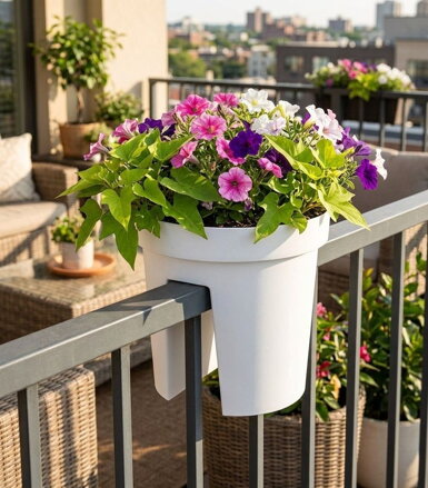 Kvetinac GDA Modern Railing 113, zabradlie, 25,5x28cm, biela