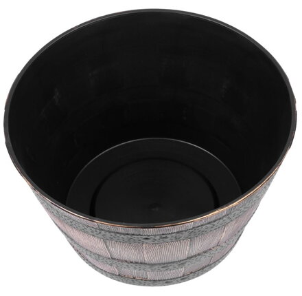 Kvetináč Strend Pro Woodeff, 39x28 cm, zlatý, truhlík, efekt dreva