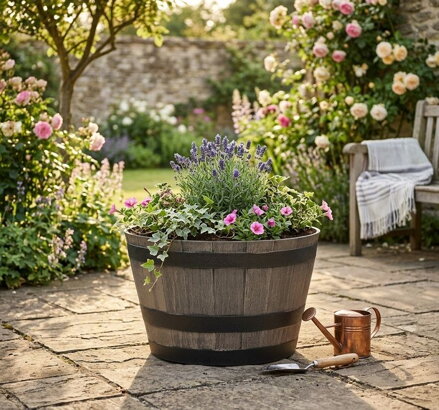 Kvetináč Strend Pro, Woodeff, 52x30 cm, hnedý, efekt dreva, barel