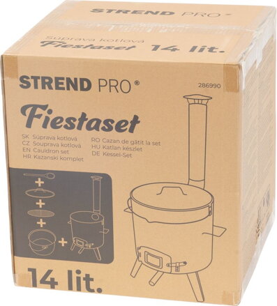Súprava kotlová Strend Pro, zabíjačková, komplet, guľášová, 14lit., smaltovaná, s naberačkou, pokrievkou a varechou