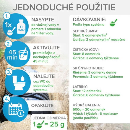 Aktivátor Mr.Bacteria UNI 4v1, do septiku, sifónu, ČOV a latríny, 500 g