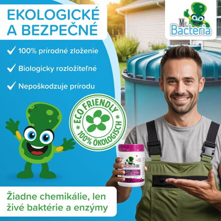 Aktivátor Mr.Bacteria UNI 4v1, do septiku, sifónu, ČOV a latríny, 500 g