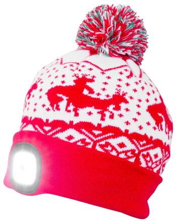 Čiapka Strend Pro Xmas kid červená M, 4x SMD LED, USB nabíjanie