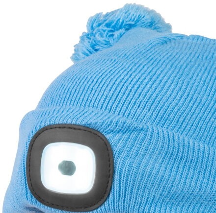 Čiapka Strend Pro kid modrá M, s brmbolcami, 4x SMD LED, USB nabíjanie