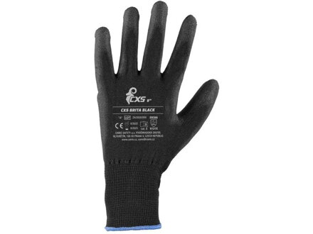 Rukavice CXS BRITA BLACK, polyuretan, č. 08