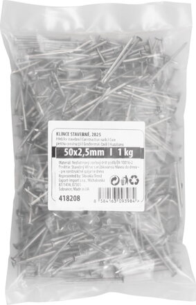 Klince 2825 50x2,50 mm, stavebné, MiniPack 1 kg, v sáčku Klince 2825 50x2,50 mm, stavebné, MiniPack 1 kg, v sáčku