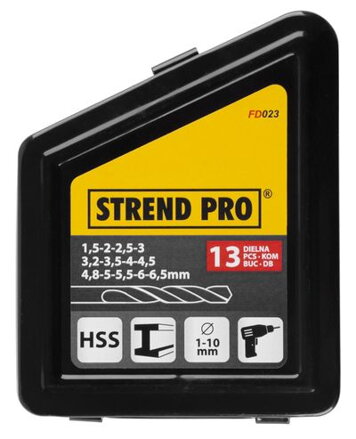 Sada vrtak STREND PRO FD131, 13 dielna, HSS, do kovu