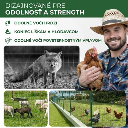 Pletivo EUROPLAST 1, 800/100x50/2,20 mm, zelené, RAL 6005, Zn+PVC, ohradové, bal. 10 m