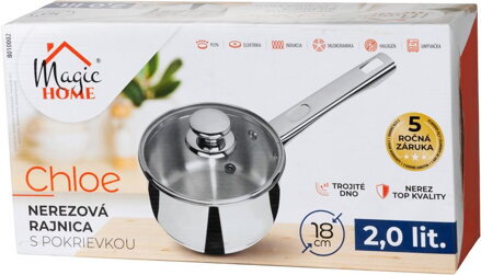 Rajnica MagicHome Chloe, 18 cm, 2 lit. so sklenenou pokrievkou, nerez