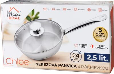 Panvica MagicHome Chloe, 24 cm, 2,5 lit., so sklenenou pokrievkou, nerez