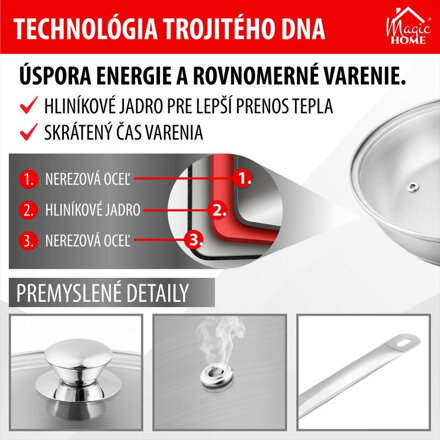Panvica MagicHome Chloe, 28 cm, 4 lit.,so sklenenou pokrievkou, nerez