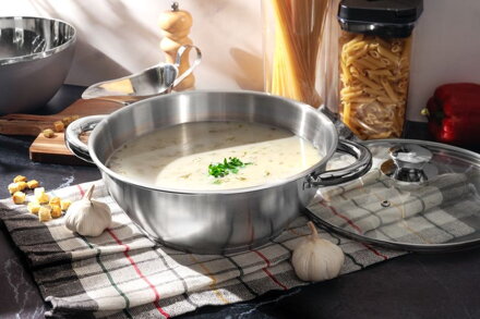 Hrniec Wok MagicHome Chloe, 26 cm, 5 lit., so sklenenou pokrievkou, nerez