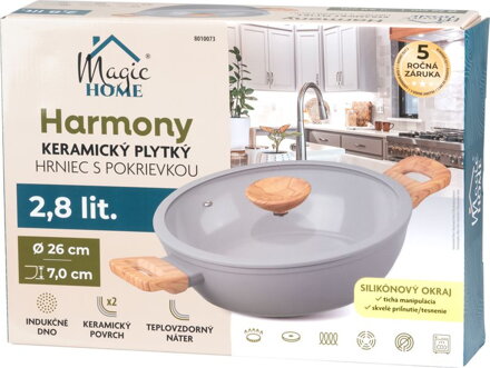 Hrniec MagicHome Harmony, plytký, so sklenenou pokrievkou, 26 cm Hrniec MagicHome Harmony, plytký, so sklenenou pokrievkou, 26 cm