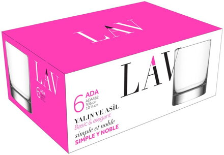 Pohár Ada, LAV, sklenený, na whisky, 320 ml, 79x93 mm, bal. 6 ks Pohár Ada, LAV, sklenený, na whisky, 320 ml, 79x93 mm, bal. 6 ks