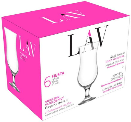 Pohár Fiesta, LAV, sklenený, na koktail, 390 ml, 75x182 mm, bal. 6 ks Pohár Fiesta, LAV, sklenený, na koktail, 390 ml, 75x182 mm, bal. 6 ks