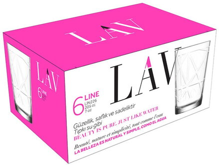Pohár Line, LAV, sklenený, na vodu, 205 ml, 68x99 mm, bal. 6 ks Pohár Line, LAV, sklenený, na vodu, 205 ml, 68x99 mm, bal. 6 ks