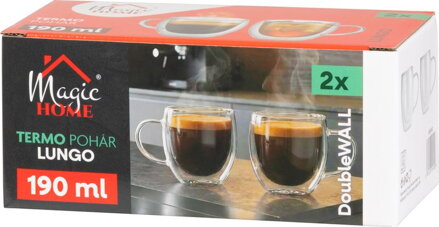 Hrnček MagicHome na kávu/čaj, termo s dvojitou stenou, 190 ml, bal. 2 ks